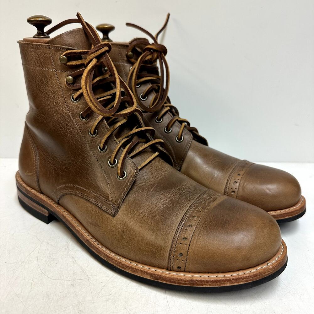 WORN TWICE Oak Street Bootmakers Cap Toe Trench Boot Natural Chromexcel USA 11
